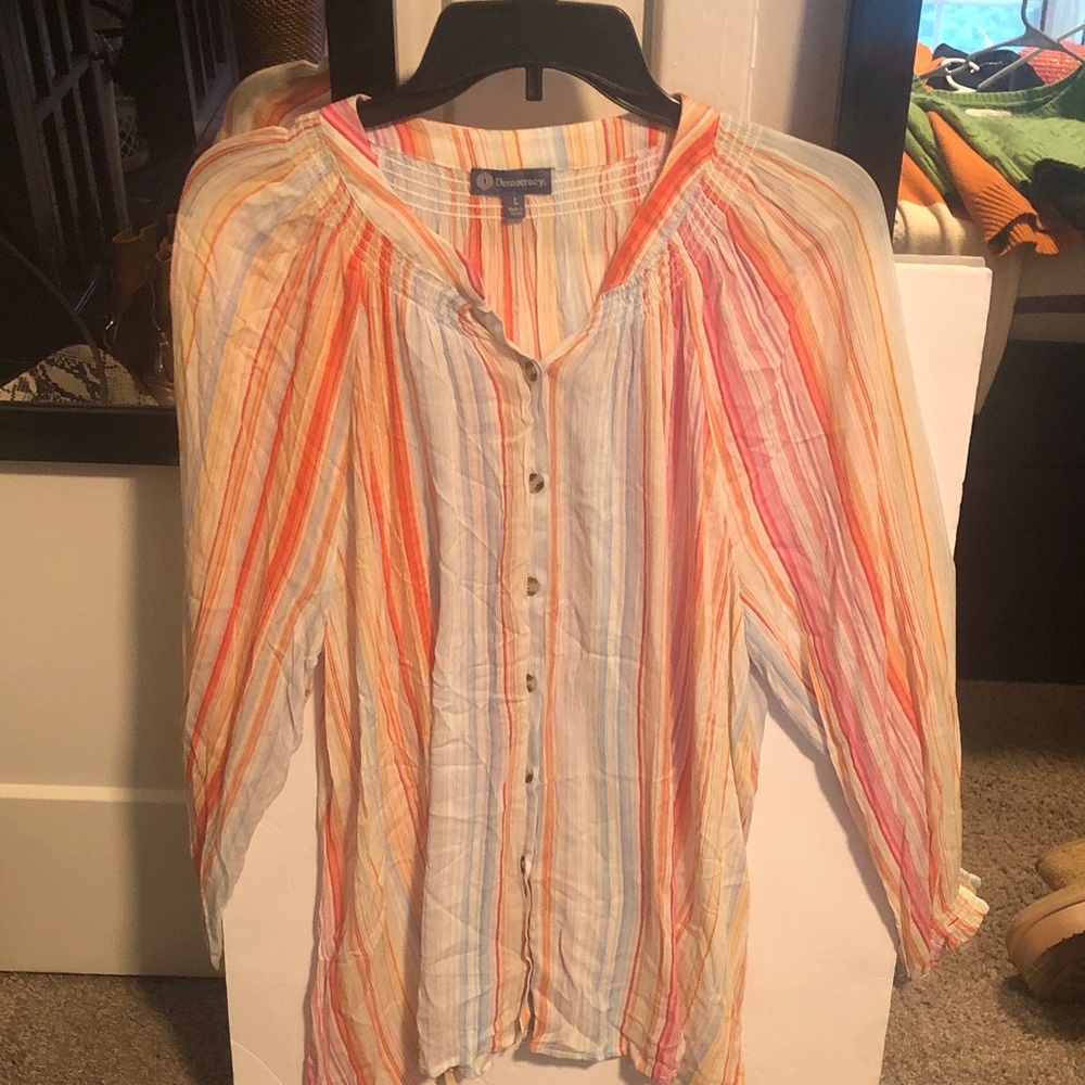Democracy Multicolor Striped Blouse